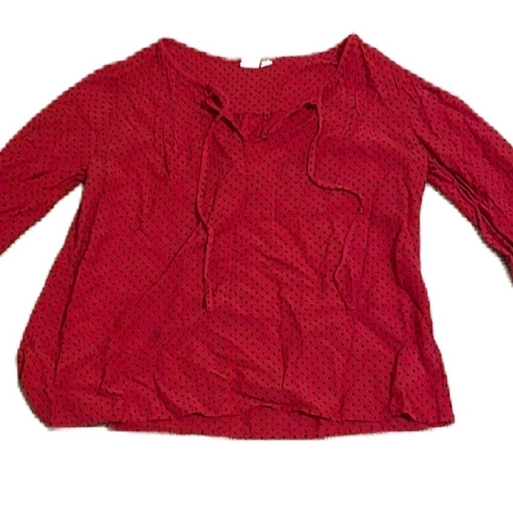 Gap M long sleeve red blouse with black stars